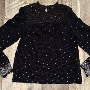 LUCKY BRAND Elegant Black and White Women's Top-size Large